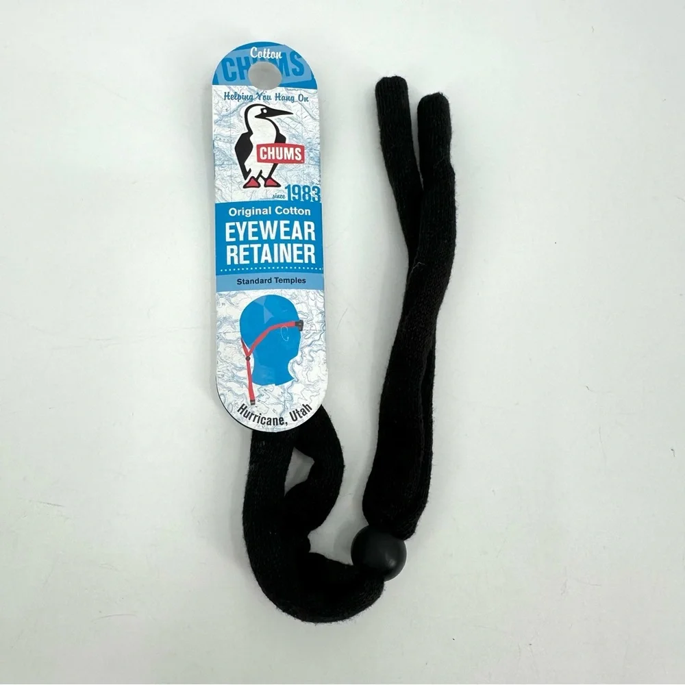 CHUMS Original Cotton Eyewear Retainer Standard Temples Unisex NEW Black
